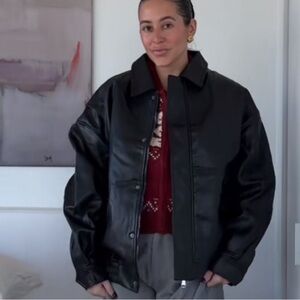 Lioness Black Leather Jacket with Oversized Fit